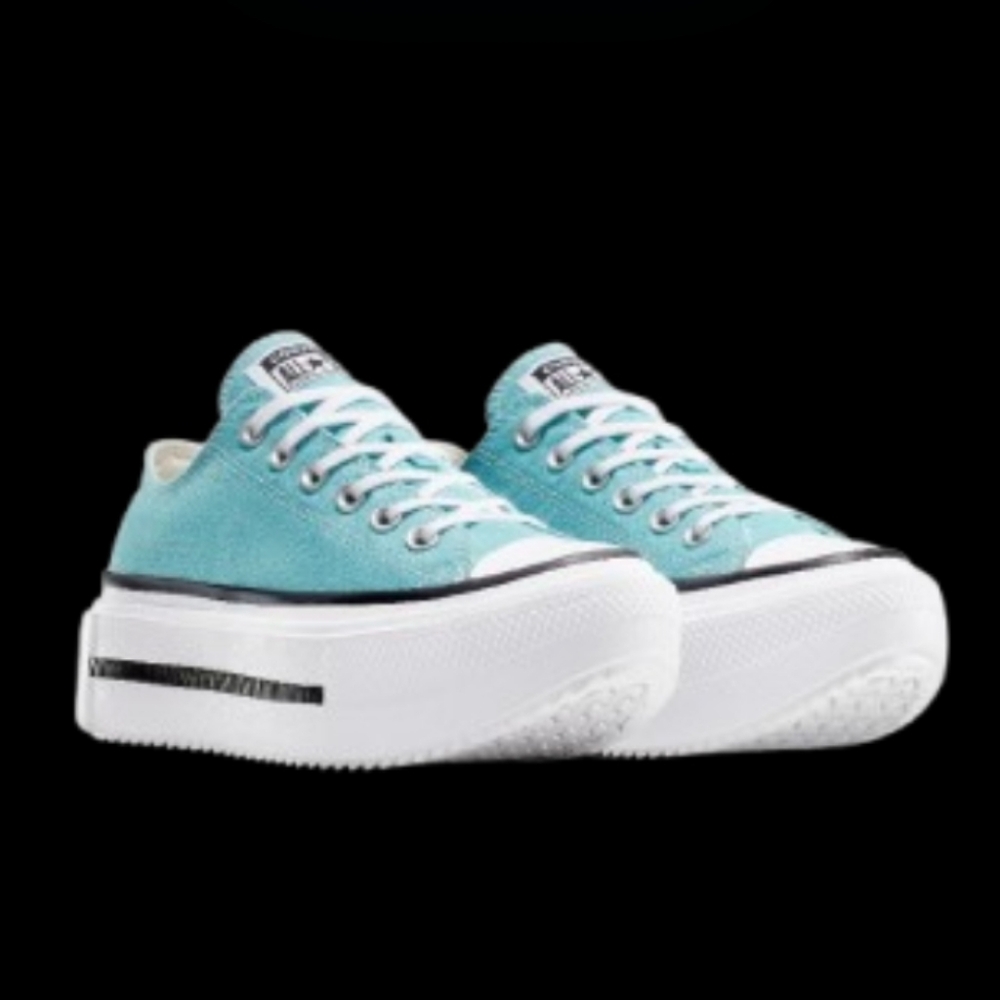 Converse Chuck Taylor All Star Double Stack Platform Womens Size 9 Blue White